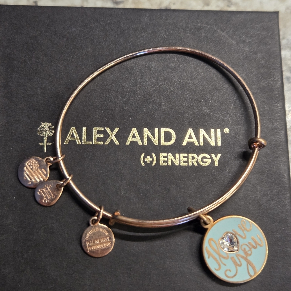 Alex and Ani Rose Gold 'I Love You' Charm Bracelet